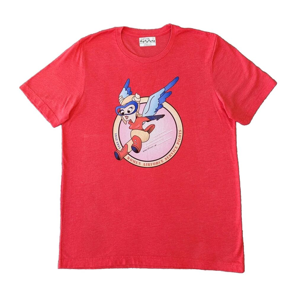 Wolf Prints Women's Disney Airforce Service Pilots WWII T-Shirt Size L Coral